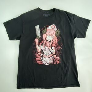 Kawaii Krypt Succubus Nurse T-Shirt Men's Large Black Anime Gothic Horror Tee